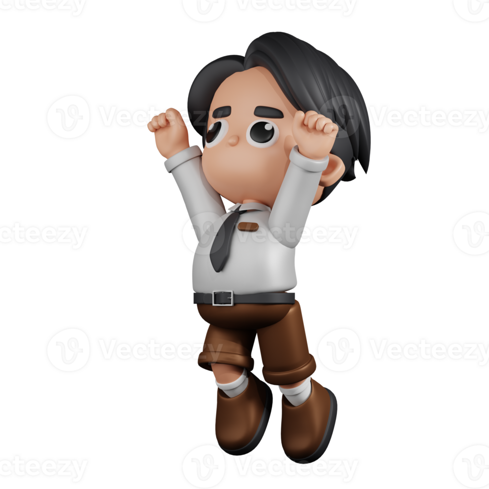 3d Character Businessman Superhero Pose. 3d render isolated on transparent backdrop. png