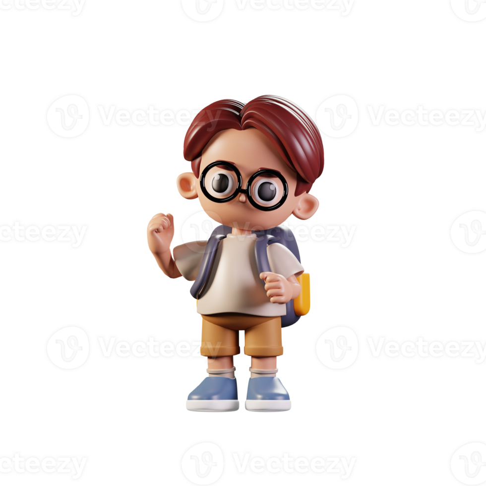 3d Character Student Congratulations Pose. 3d render isolated on transparent backdrop. png