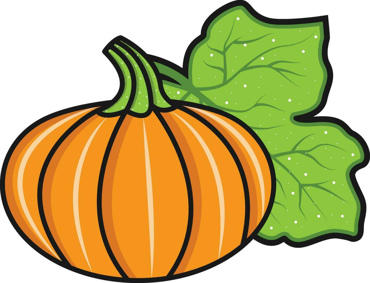 fresh pumpkin vegetable with leaves vector illustration design