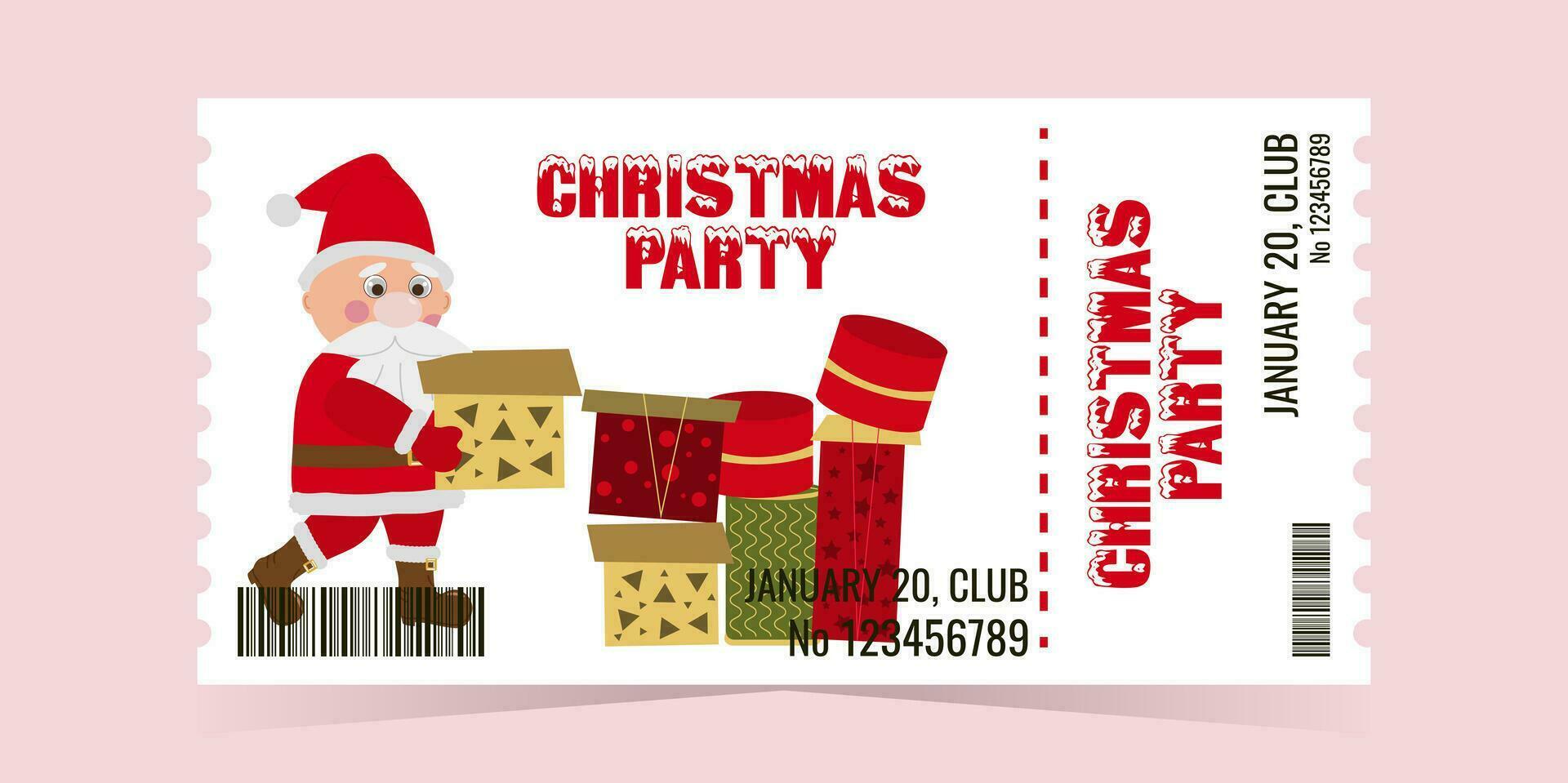 Christmas Party Ticket layout template card design vector