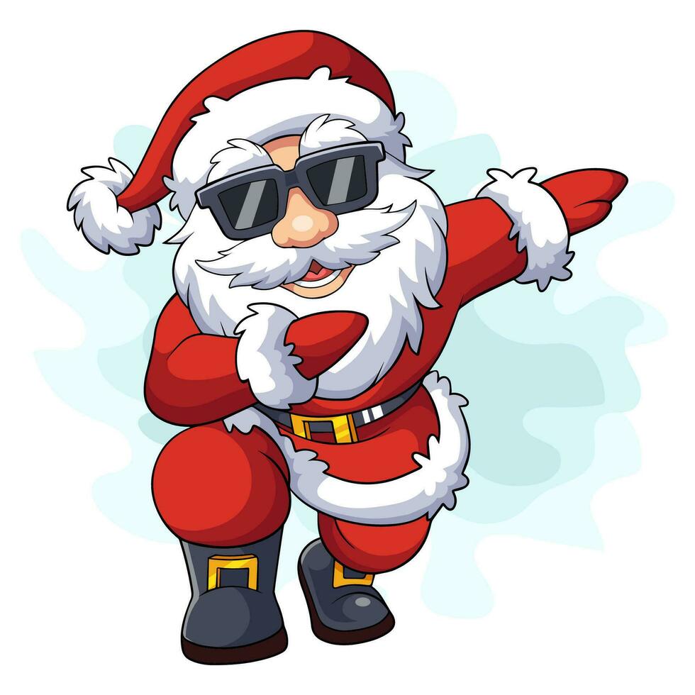 Cartoon santa claus dancing dab vector