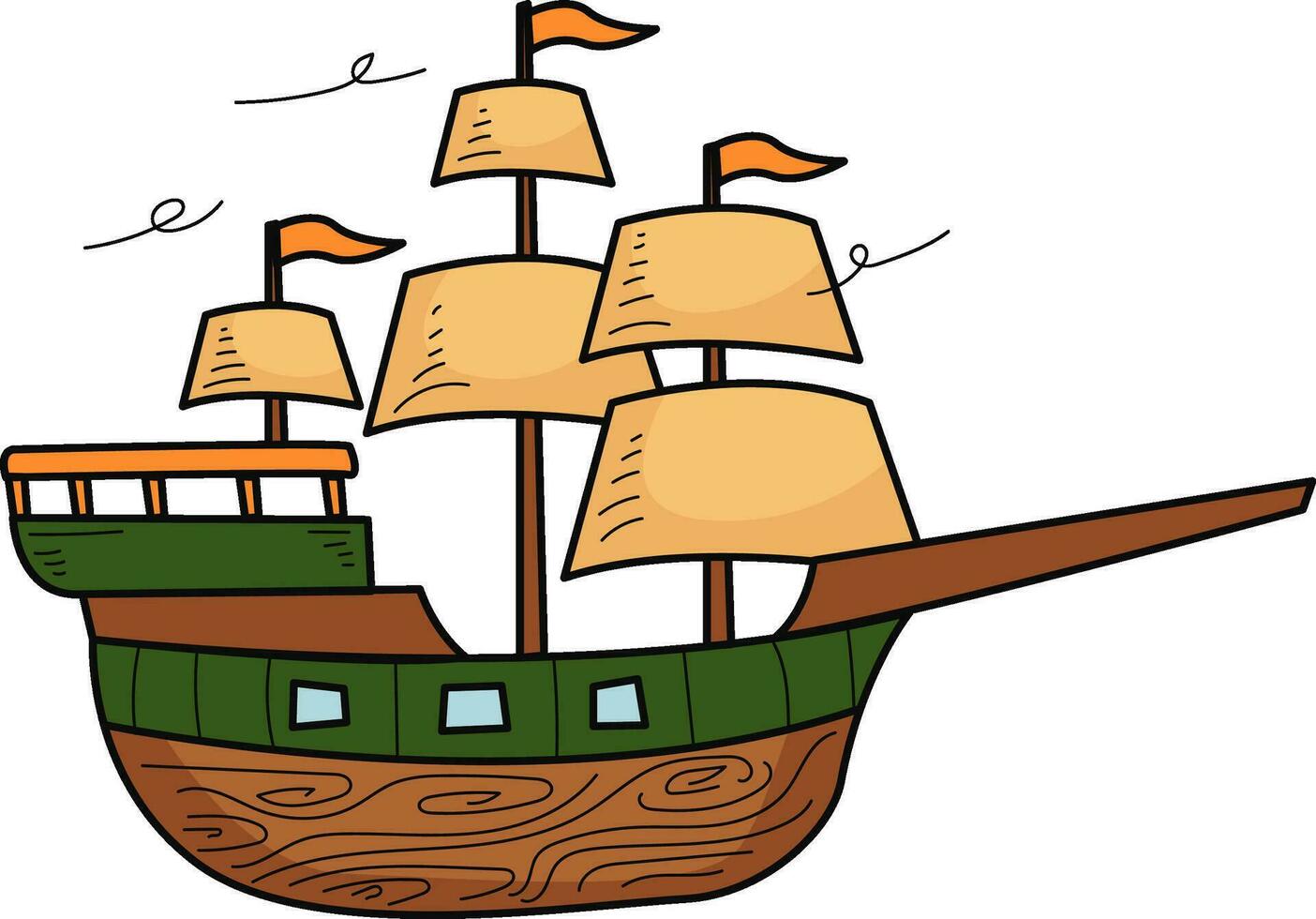 Pilgrim Ship Stickers Illustration for web app, infographic etc vector