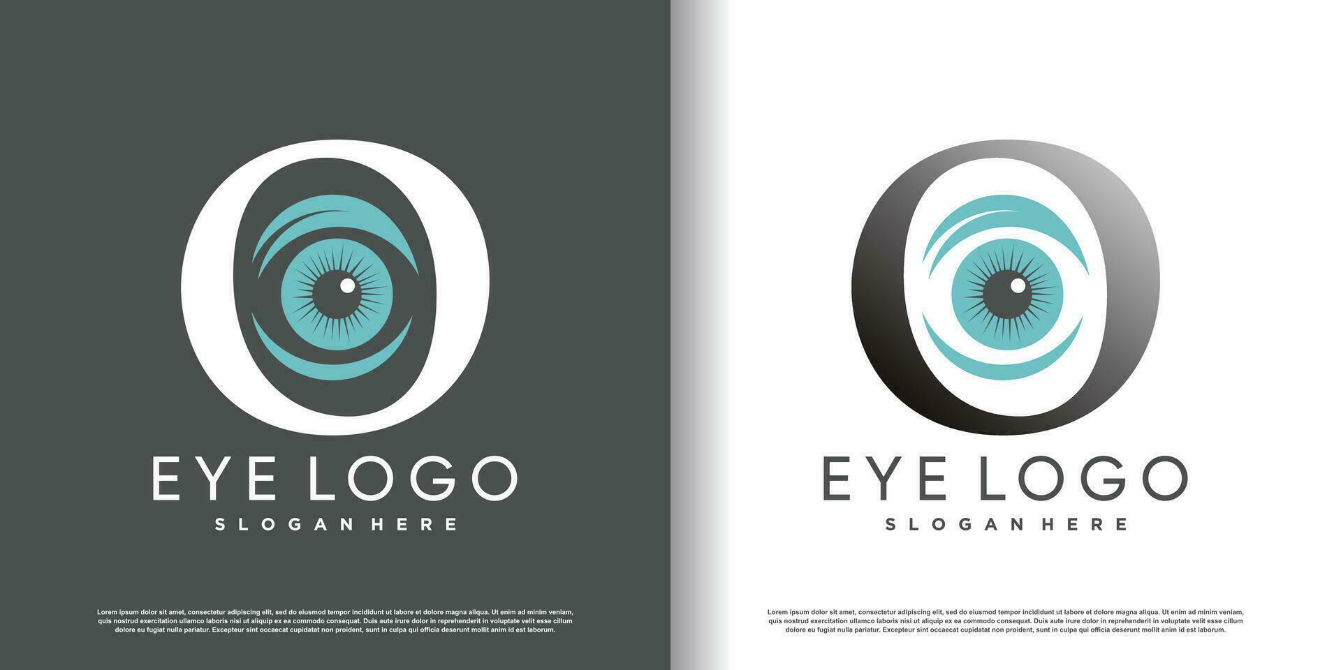 initial letter o logo design template with eye concept premium vector