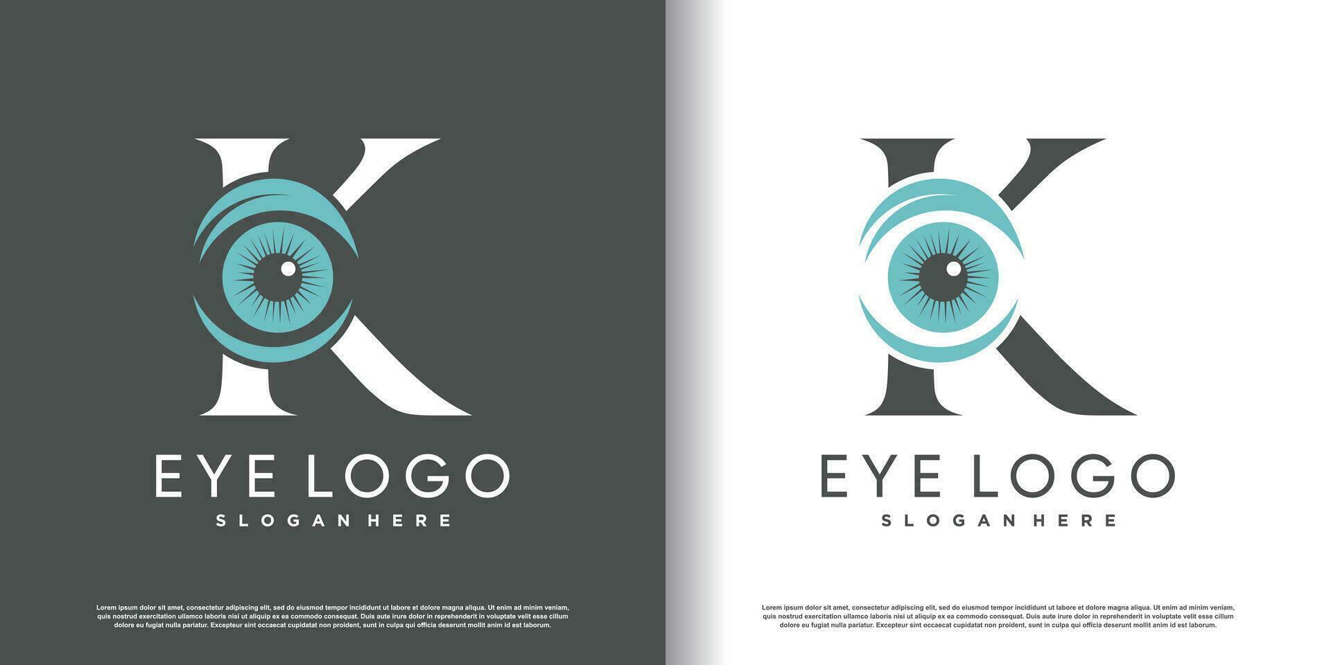 initial letter k logo design template with eye concept premium vector