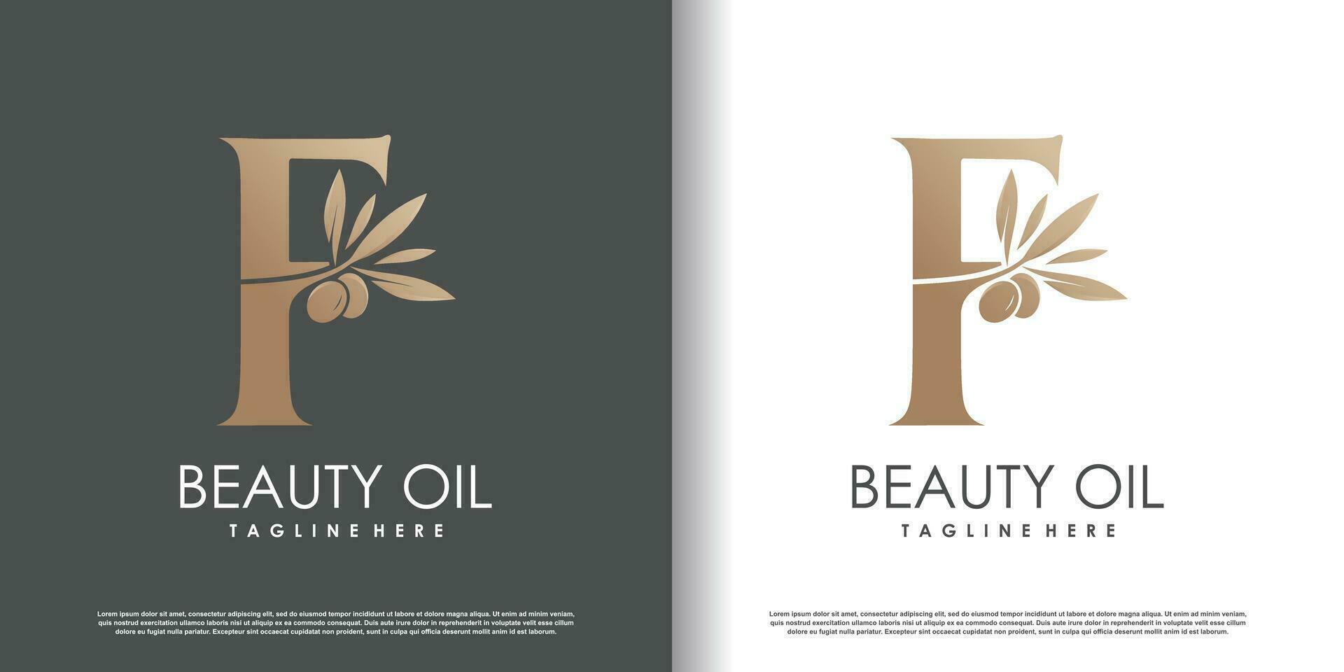 Olive logo design vector with initial letter f and modern concept Premium Vector