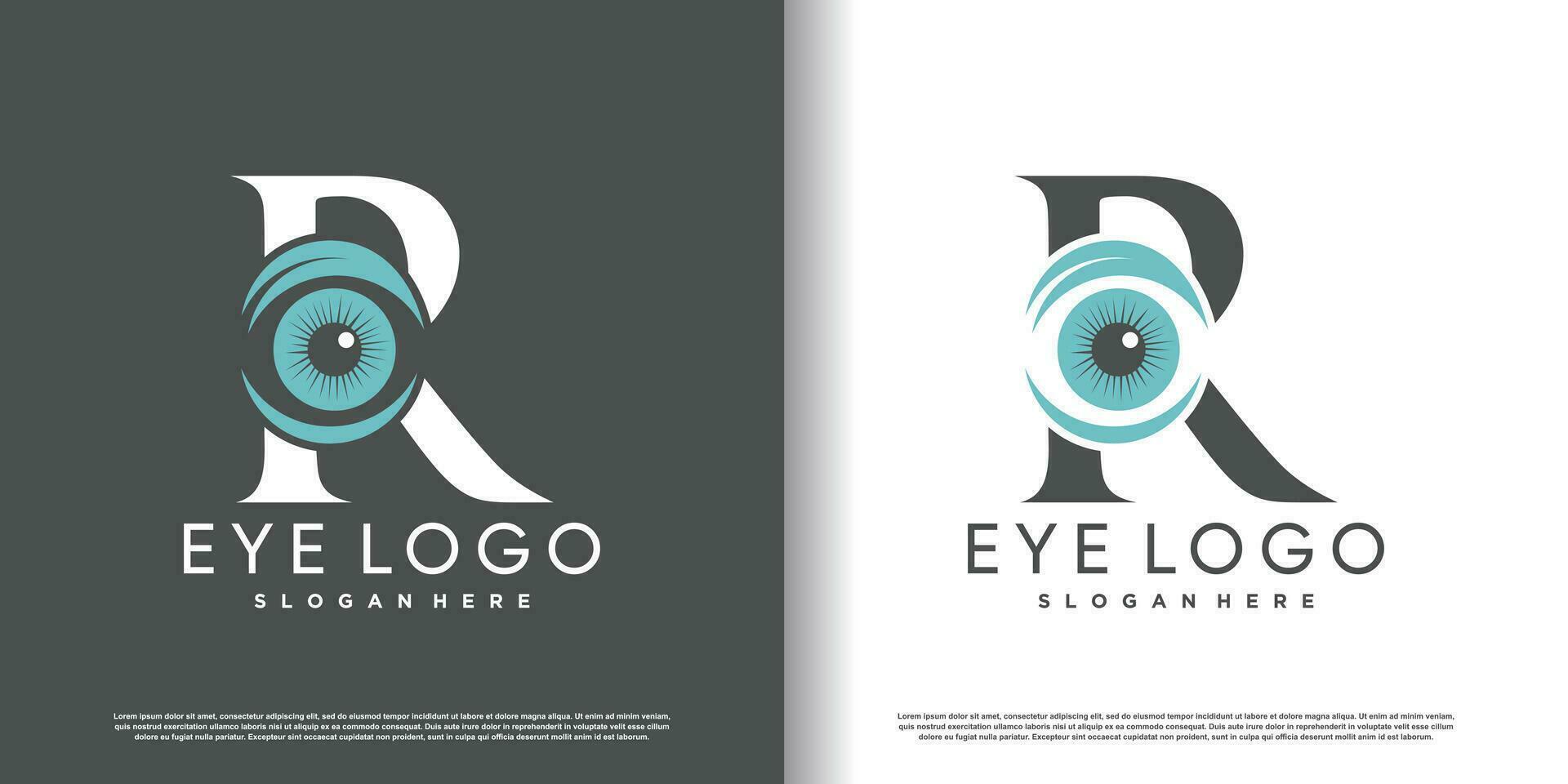 initial letter r logo design template with eye concept premium vector