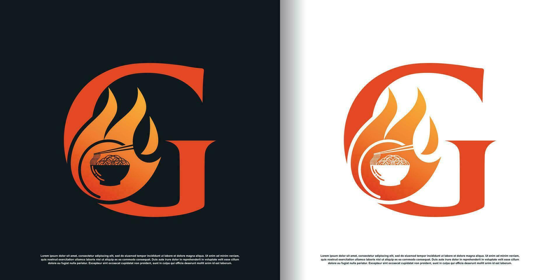 hot noodle design vector with initial g concept premium vector