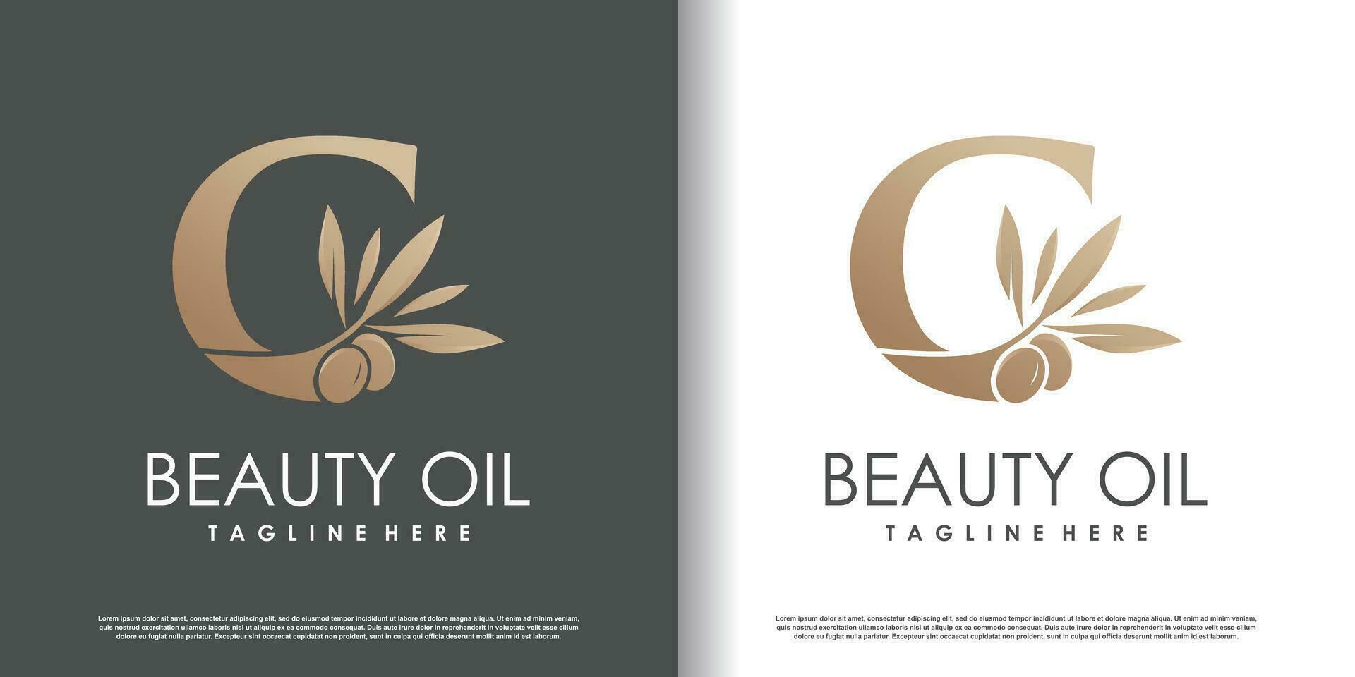 Olive logo design vector with initial letter c and modern concept Premium Vector