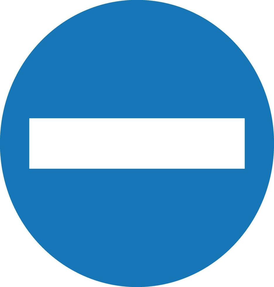 a blue and white sign with the word no entry vector