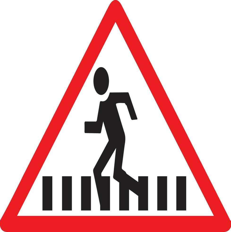 a pedestrian crossing sign with a man running across it vector