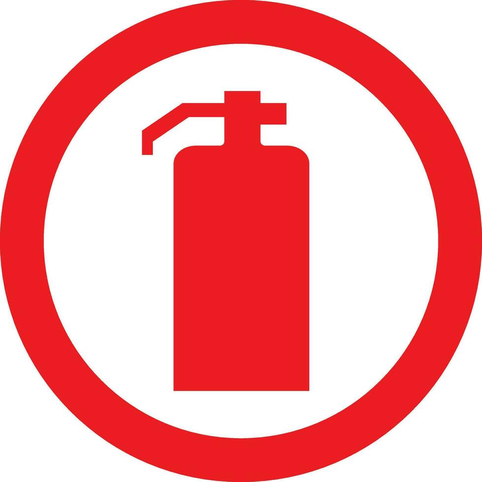 a red fire extinguisher sign on a white background vector