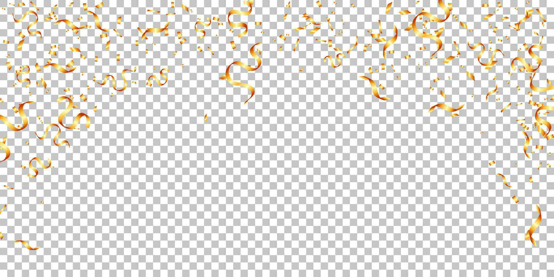 abstract golden confetti and ribbons falling celebration party, feast vector