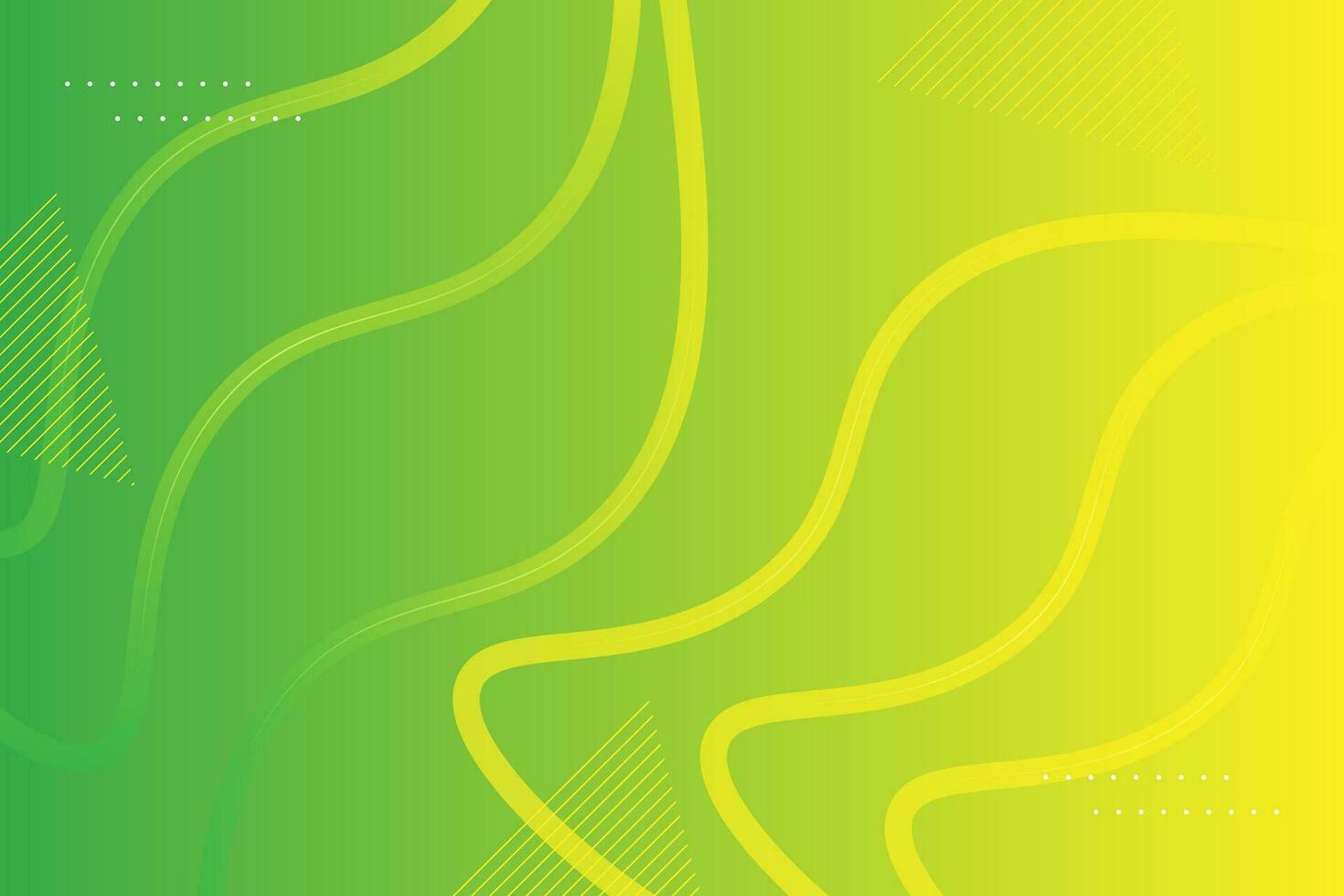 Abstract green and yellow background with wave line shapes vector