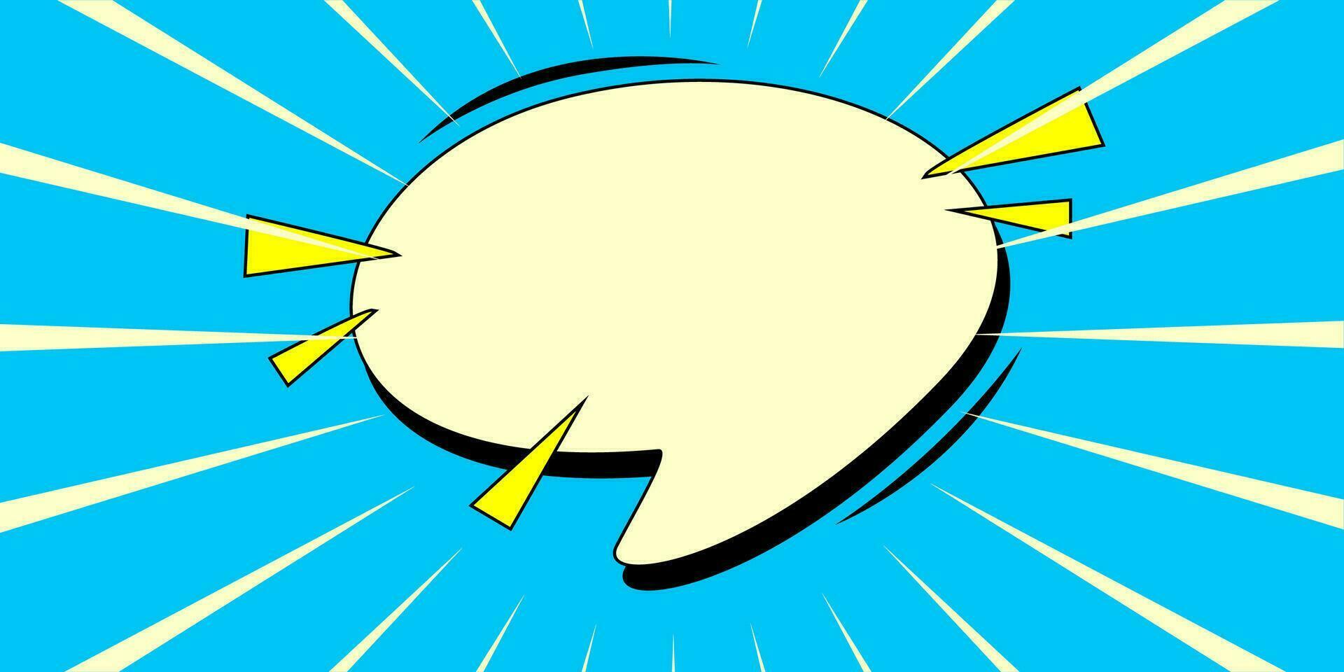 Blank comic speech bubble blue background vector