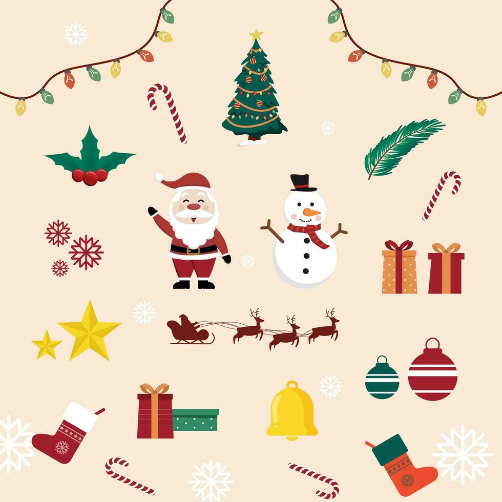 Vector flat christmas element collection