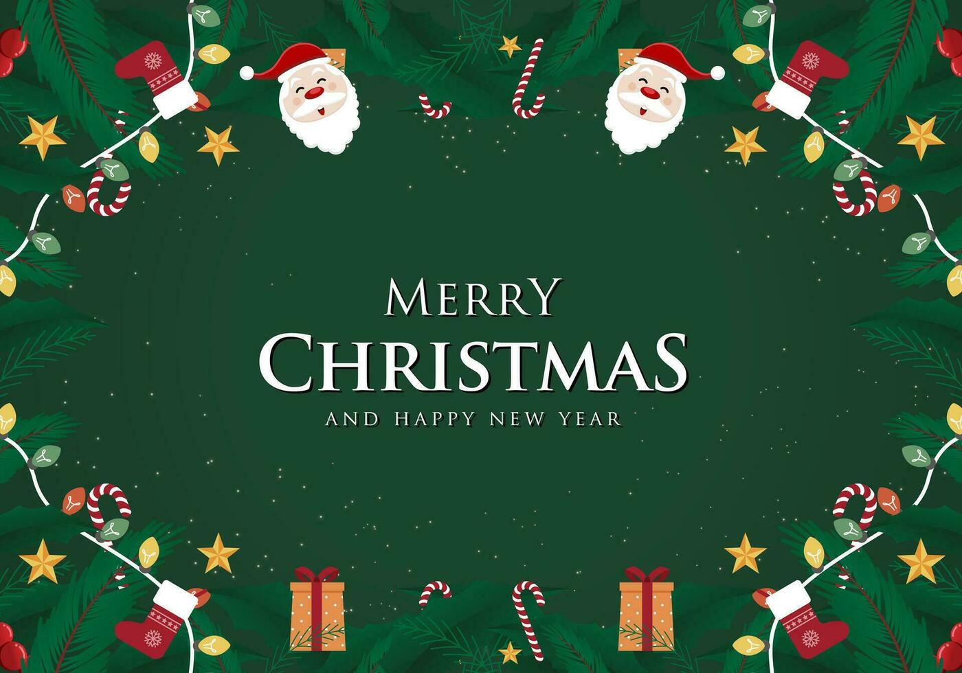 Vector merry Christmas flat background with presents and ornaments
