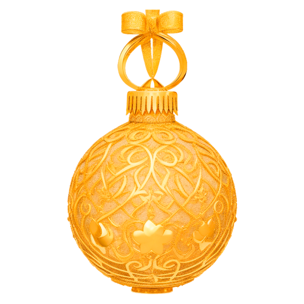 Christmas golden ball with ribbon Ai Generated png