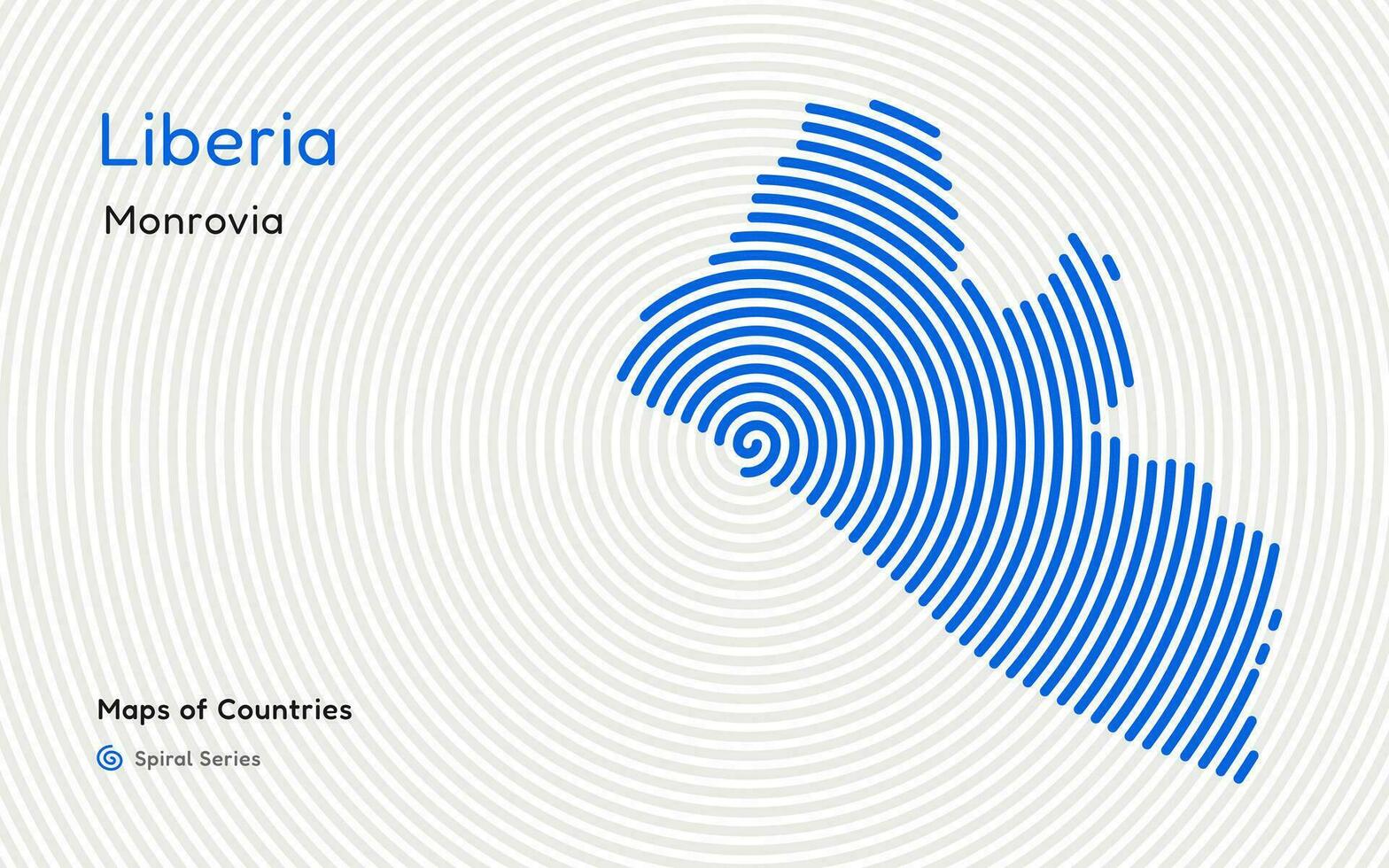 resumen mapa de Liberia en un circulo espiral modelo con un capital de Monrovia. africano colocar. vector