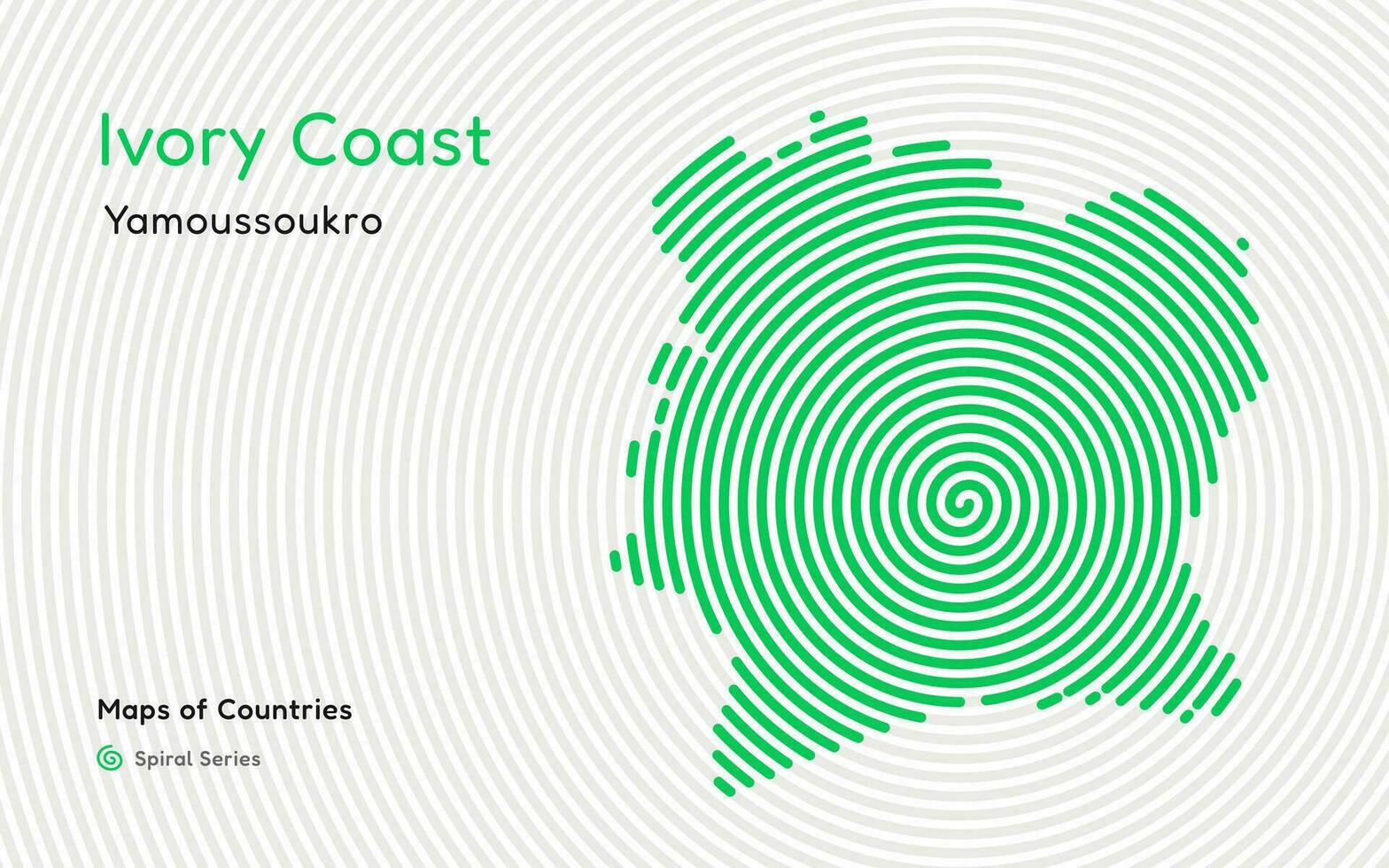 resumen mapa de Marfil costa redil divoire en un circulo espiral modelo con un capital de yamusukro. africano colocar. vector