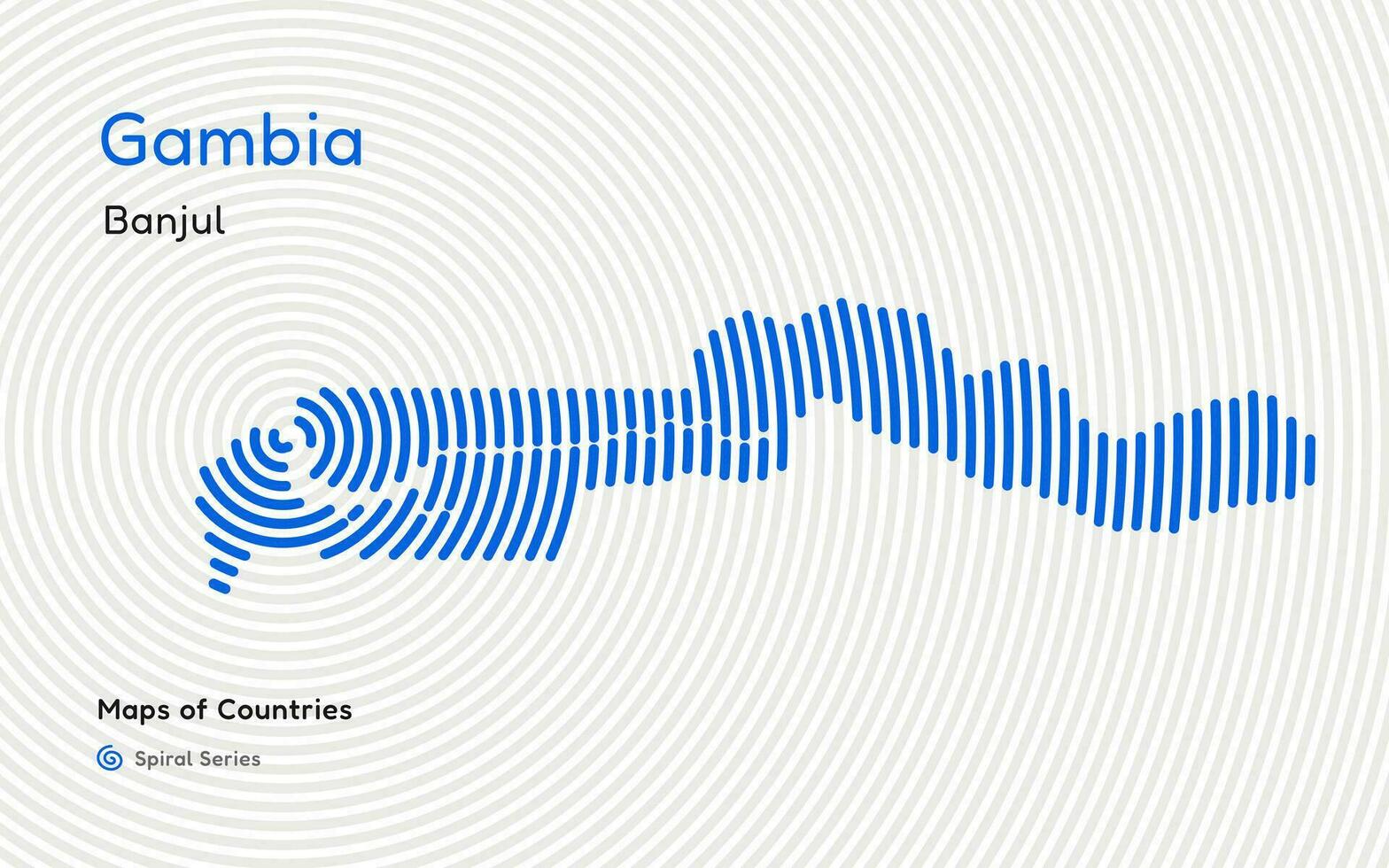 resumen mapa de Gambia en un circulo espiral modelo con un capital de banjul. africano colocar. vector