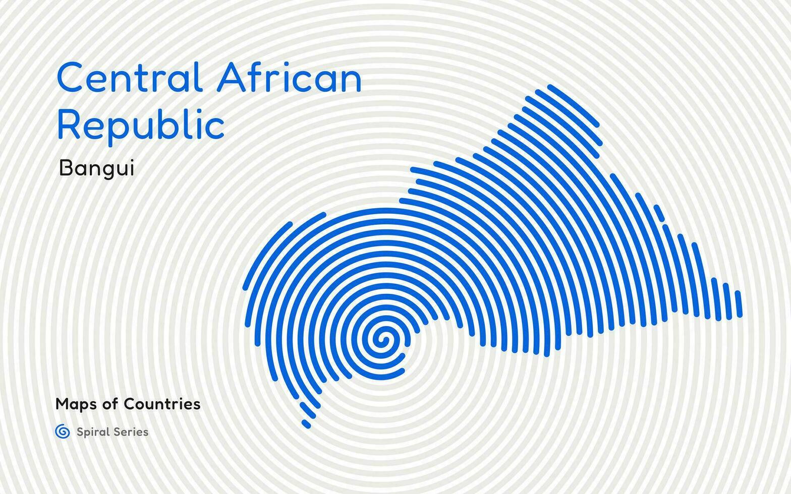 resumen mapa de el central africano república en un circulo espiral modelo con un capital de bangui africano colocar. vector