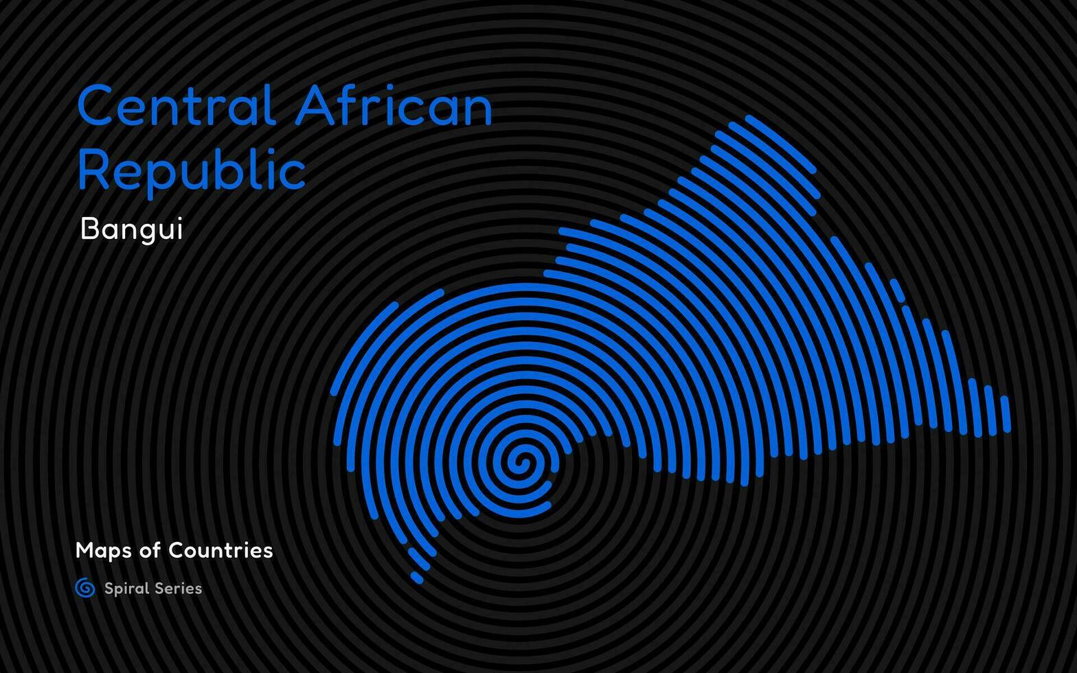 resumen mapa de el central africano república en un circulo espiral modelo con un capital de bangui africano colocar. vector