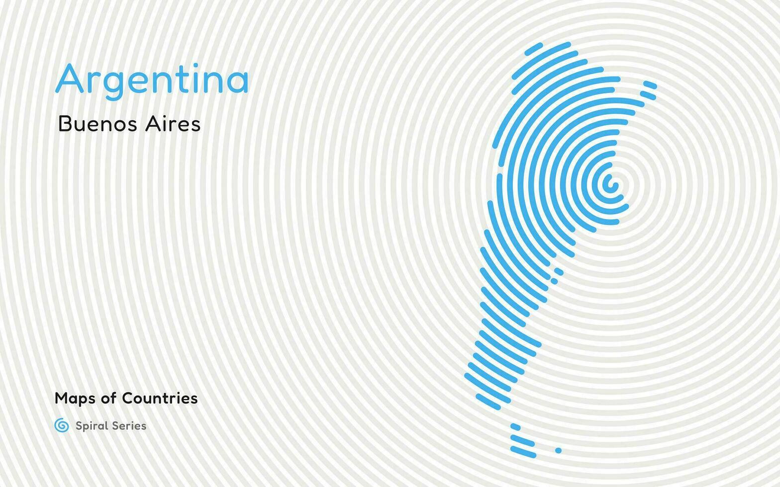 Creative map of Argentina. Political map. Buenos Aires. Capital. World Countries vector maps series. Spiral Latin America fingerprint series