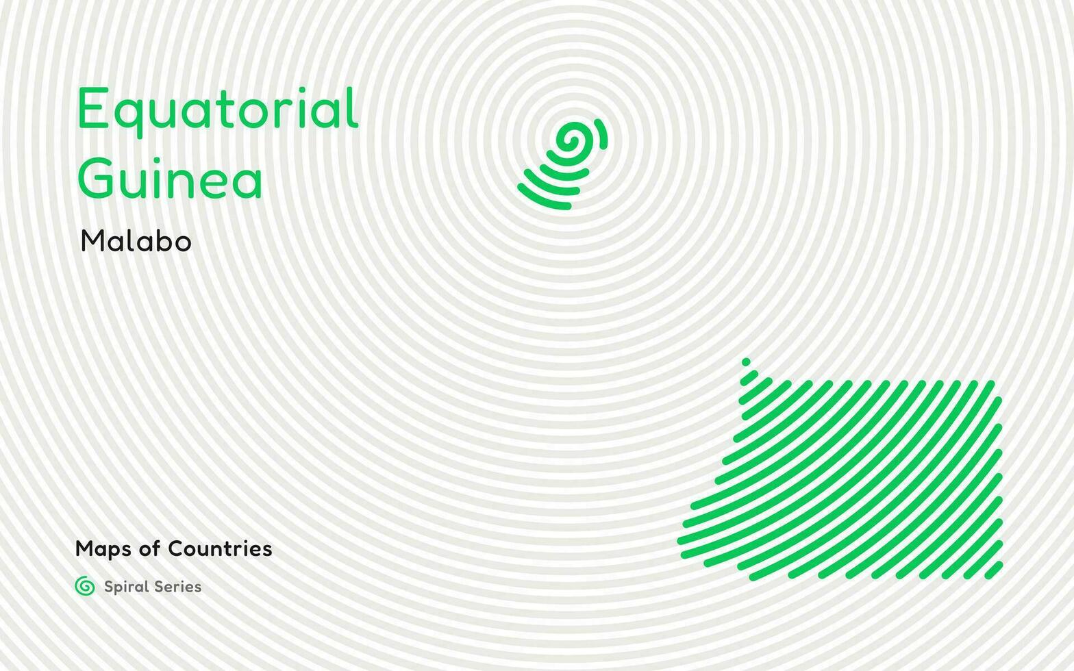 Abstract Map of Equatorial Guinea in a Circle Spiral Pattern with a Capital of Malabo. African Set. vector