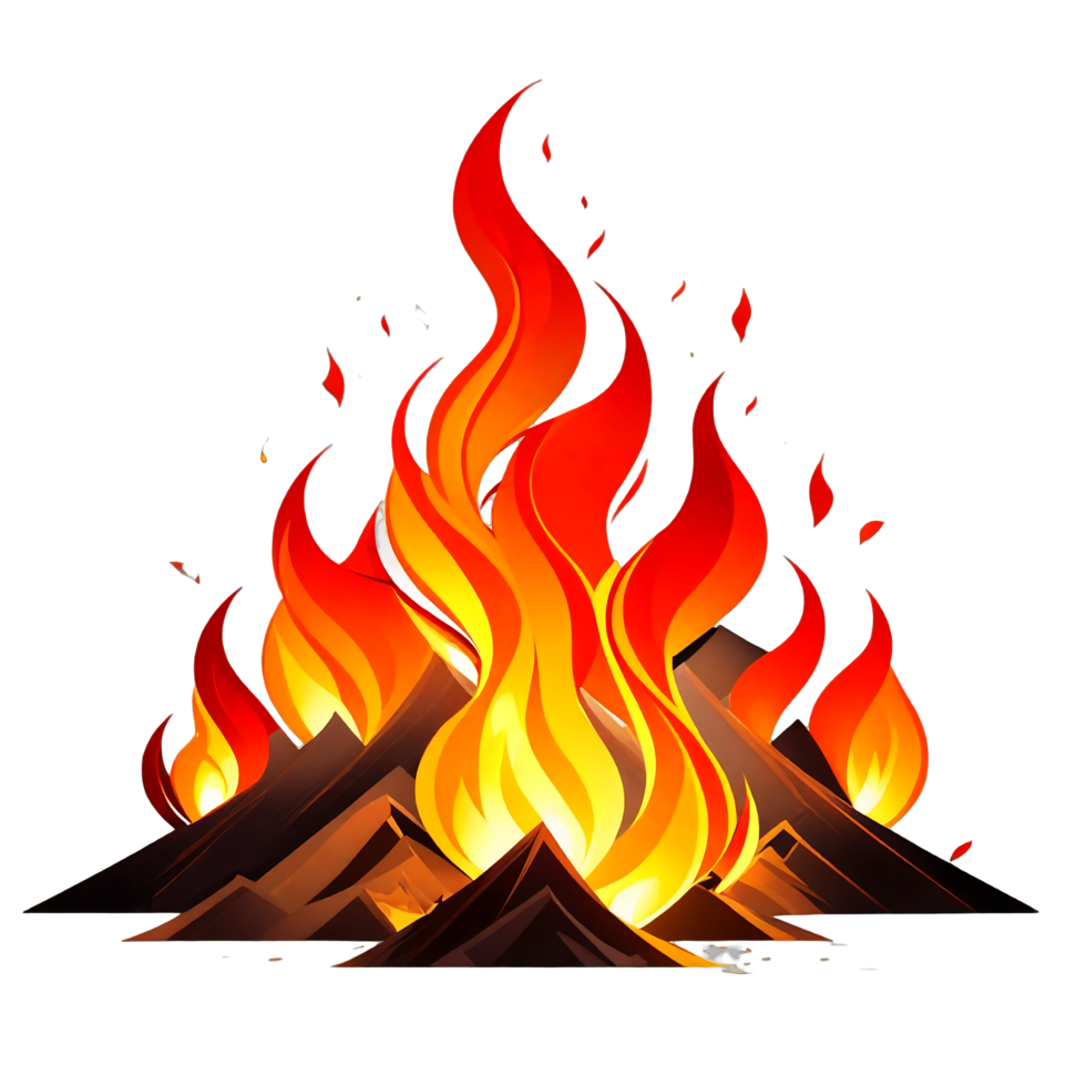 fire burns with flames and sparks on a transparent background AI Generative png