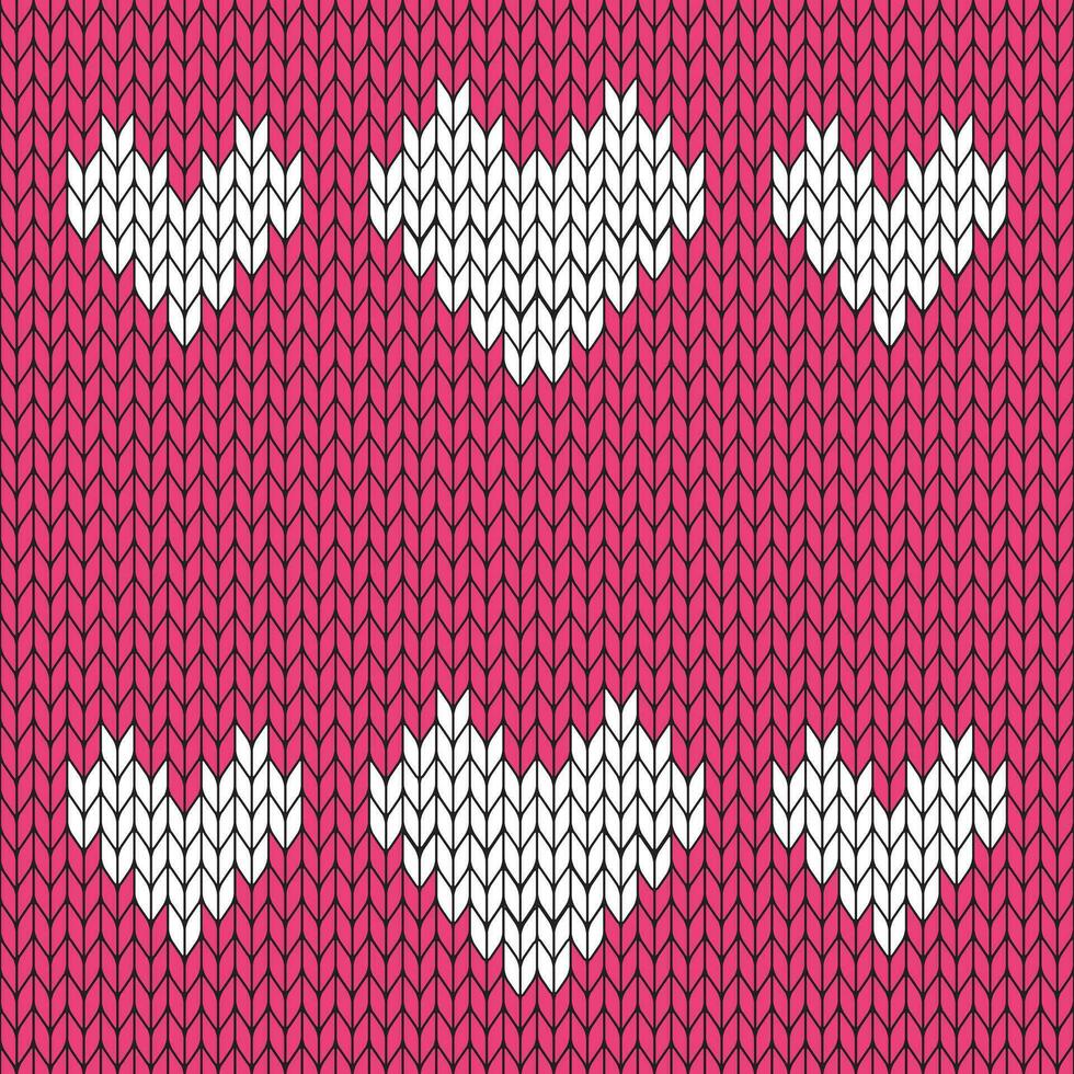 Pink background and white knitted pattern. knitted vector pattern. Seamless gradient pattern for clothing, wrapping paper, backdrop, background, gift card.