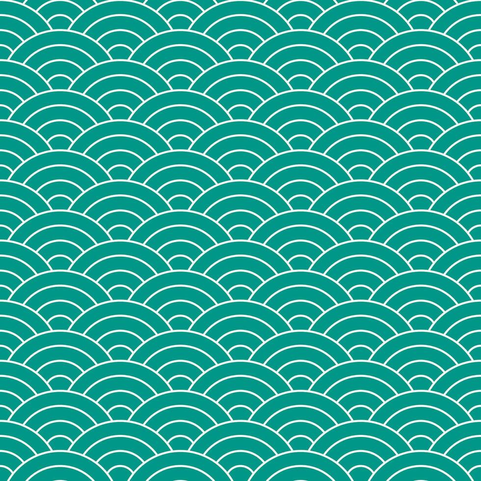 Green Japanese wave pattern background. Japanese seamless pattern vector. Waves background illustration. for clothing, wrapping paper, backdrop, background, gift card. vector