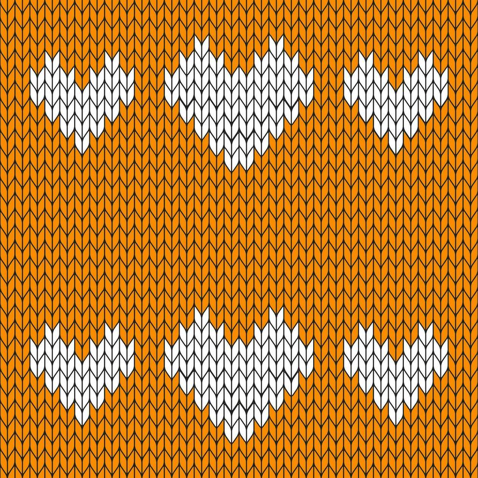 Orange background and white knitted pattern. knitted vector pattern. Seamless gradient pattern for clothing, wrapping paper, backdrop, background, gift card.