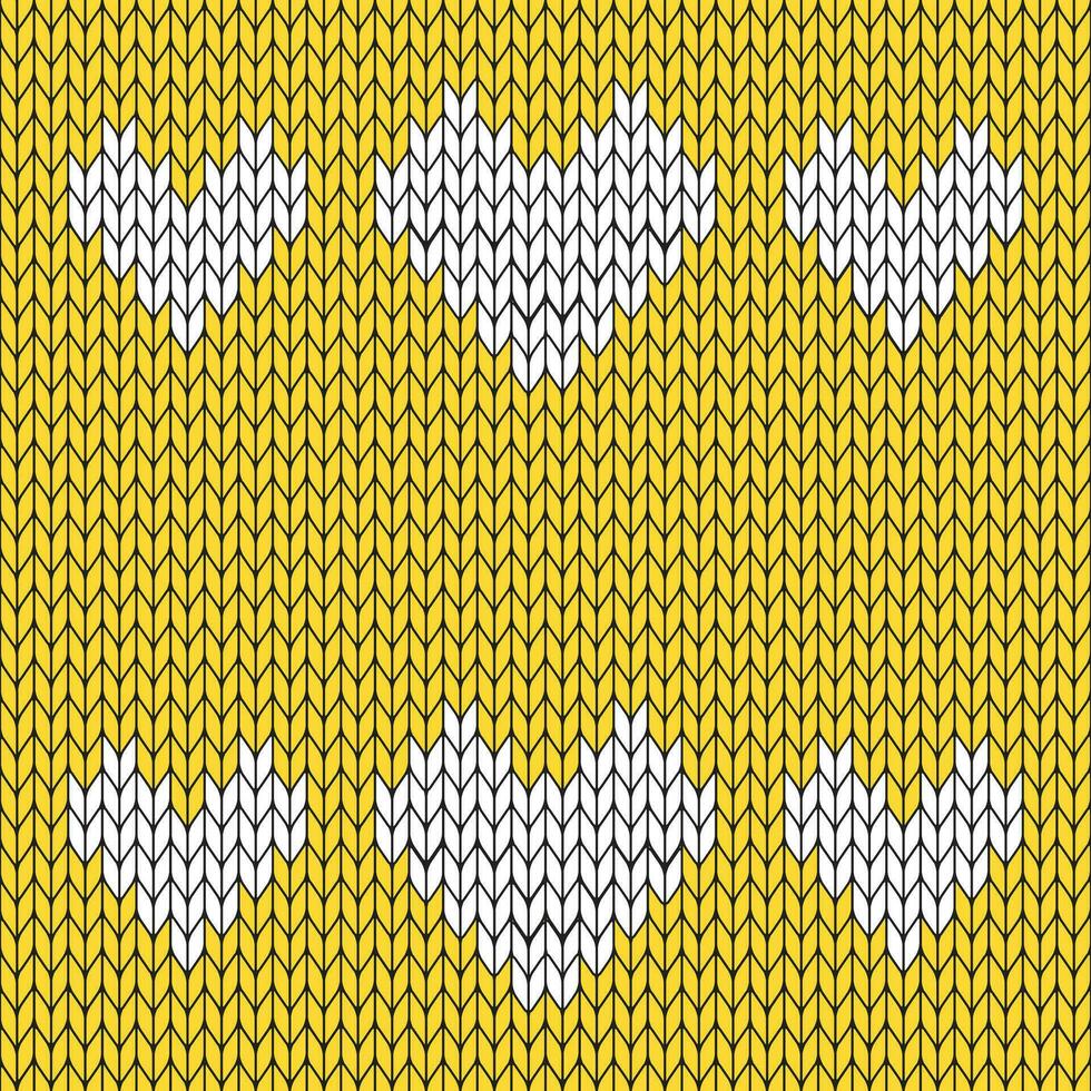 Yellow background and white knitted pattern. knitted vector pattern. Seamless gradient pattern for clothing, wrapping paper, backdrop, background, gift card.