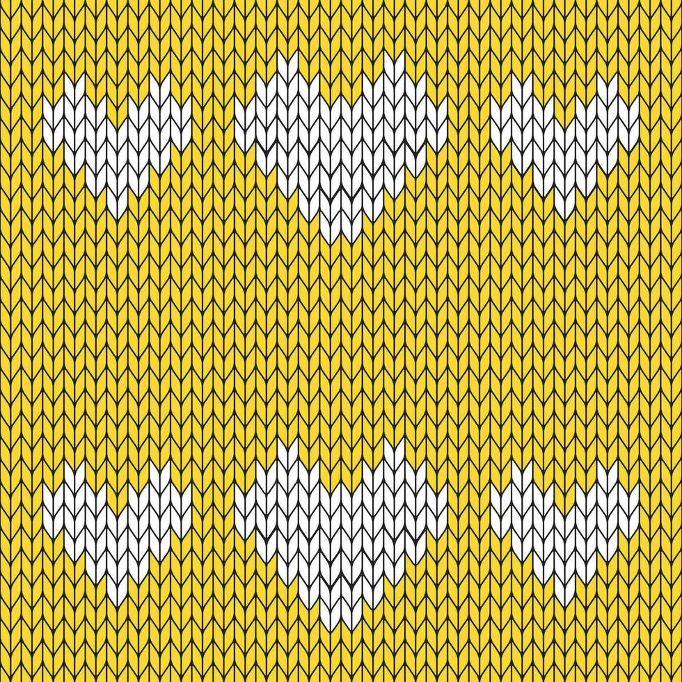 Yellow background and white knitted pattern. knitted vector pattern. Seamless gradient pattern for clothing, wrapping paper, backdrop, background, gift card.