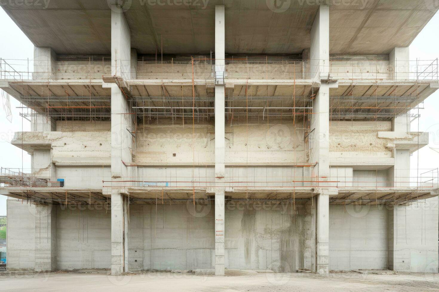 Abstract white grey concrete architecture building, Generative AI illustration photo