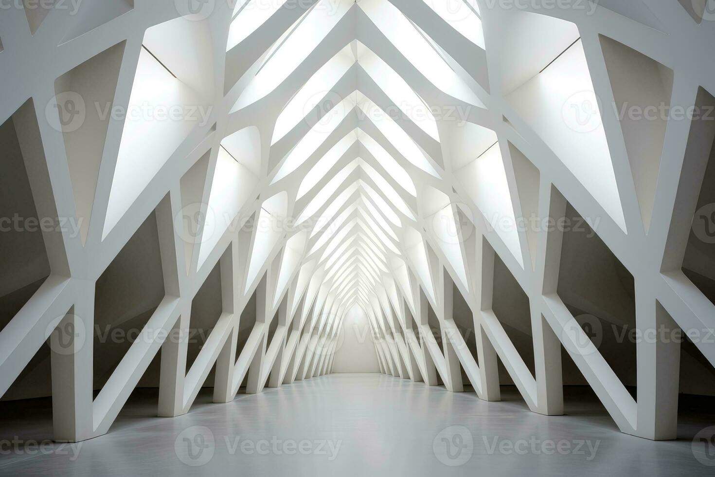 Abstract white grey concrete architecture building, Generative AI illustration photo