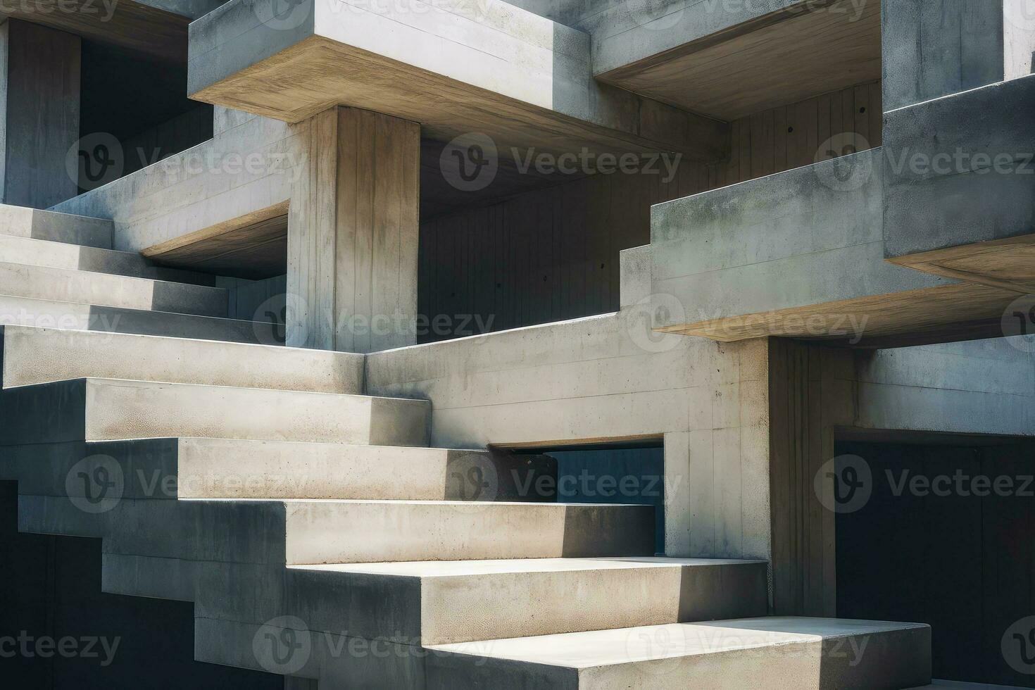 Abstract white grey concrete architecture building, Generative AI illustration photo