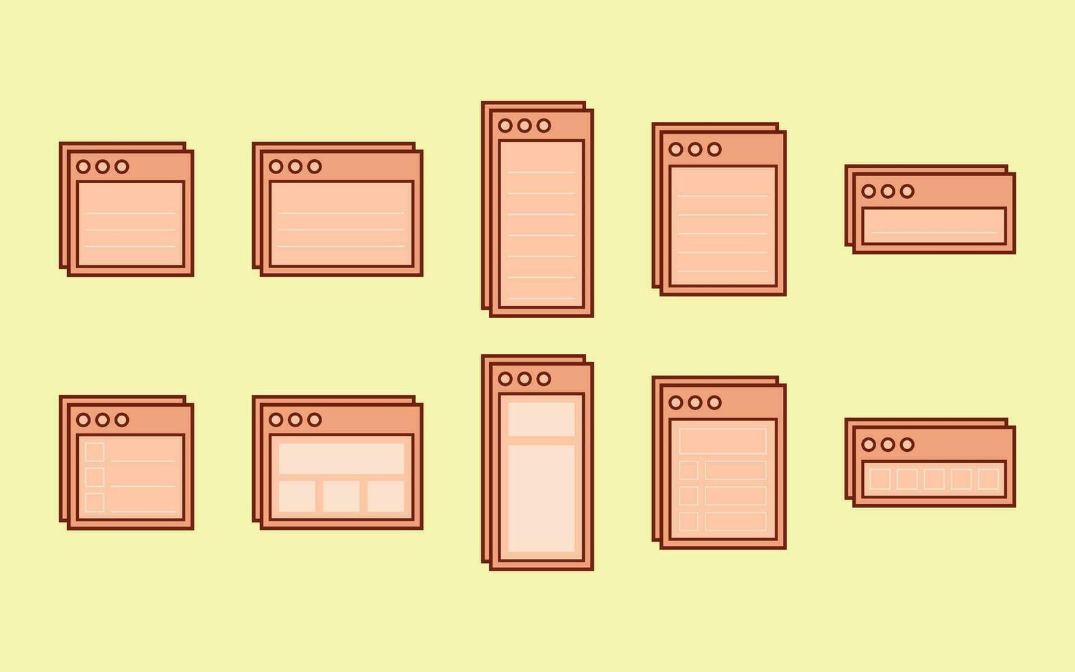 Collection of Notes with UI Window Concepts vector