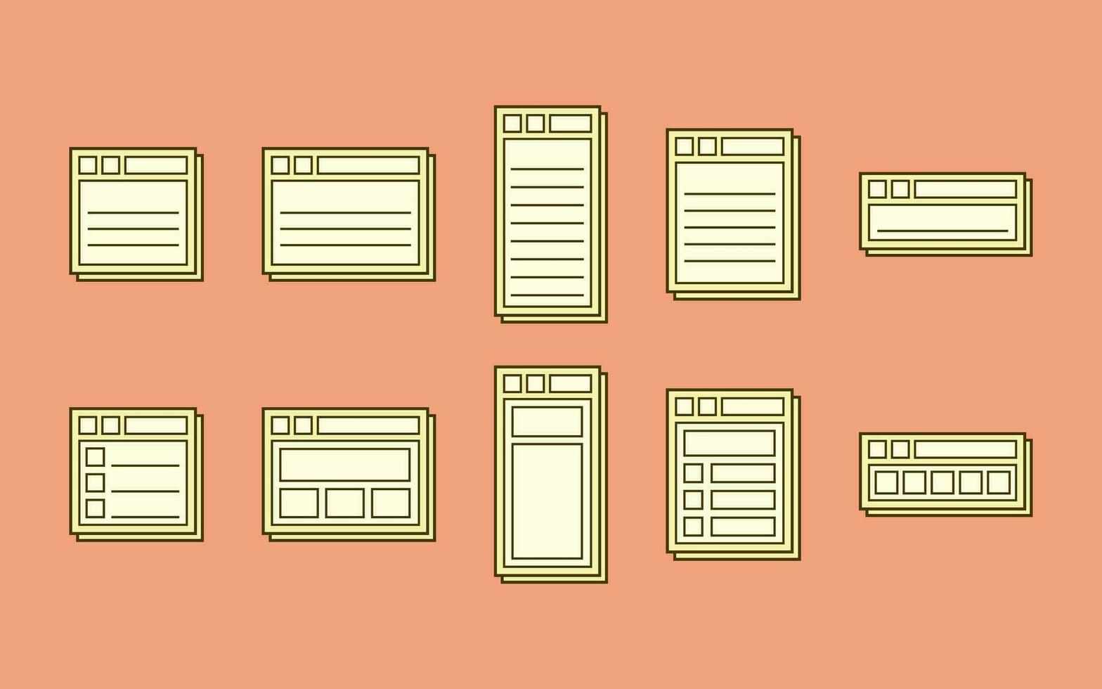 Collection of Notes with UI Window Concepts vector