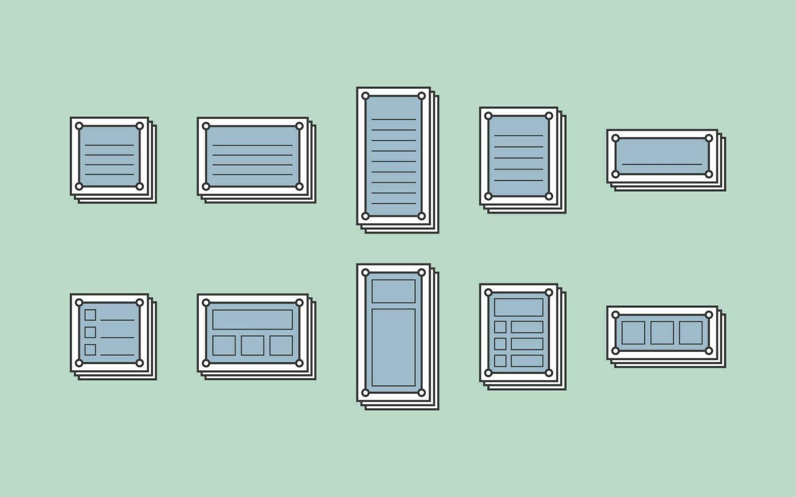 Collection of Notes with UI Window Concepts vector