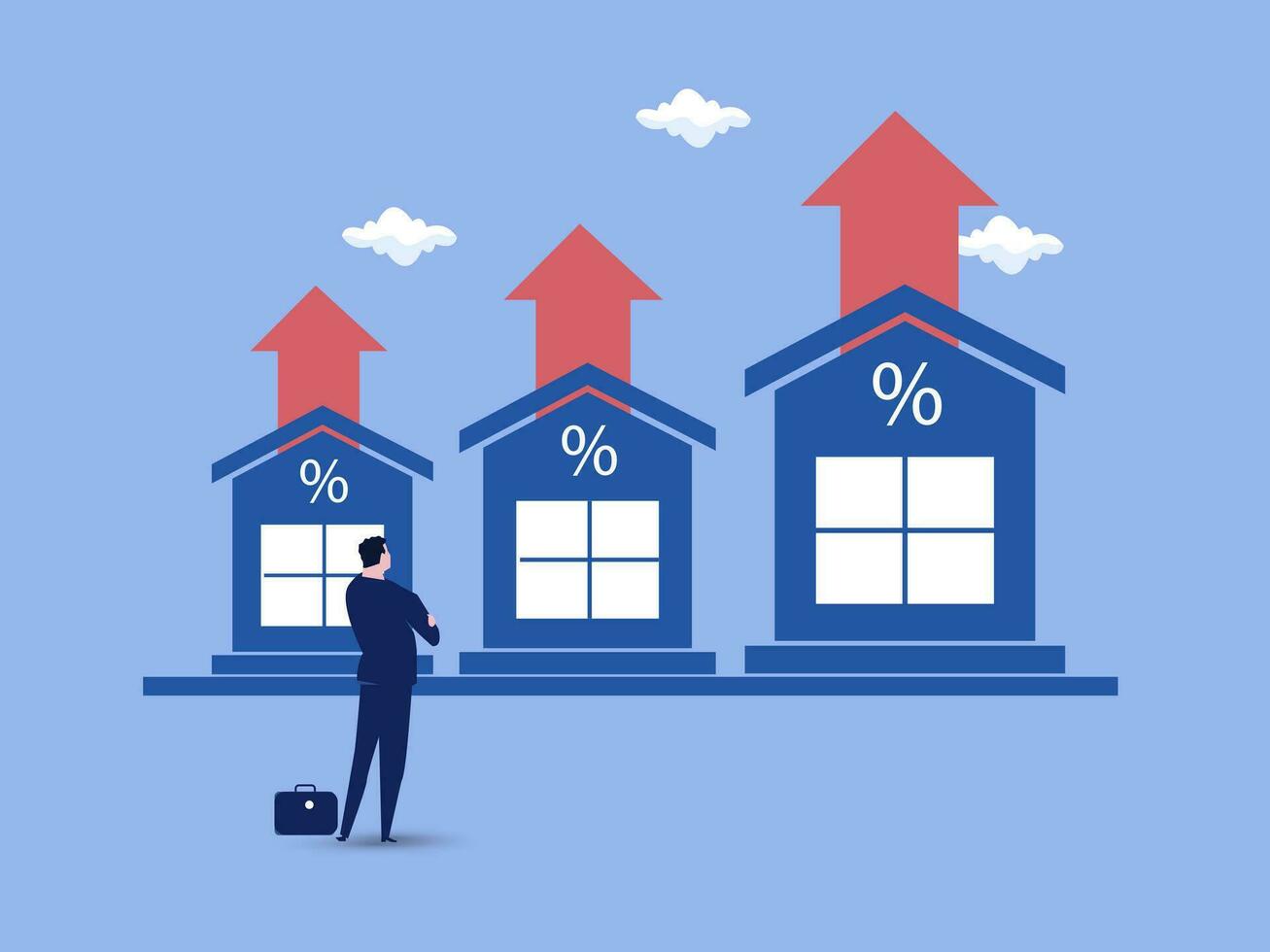 Business in real estate or housing price rising up concept vector illustration.