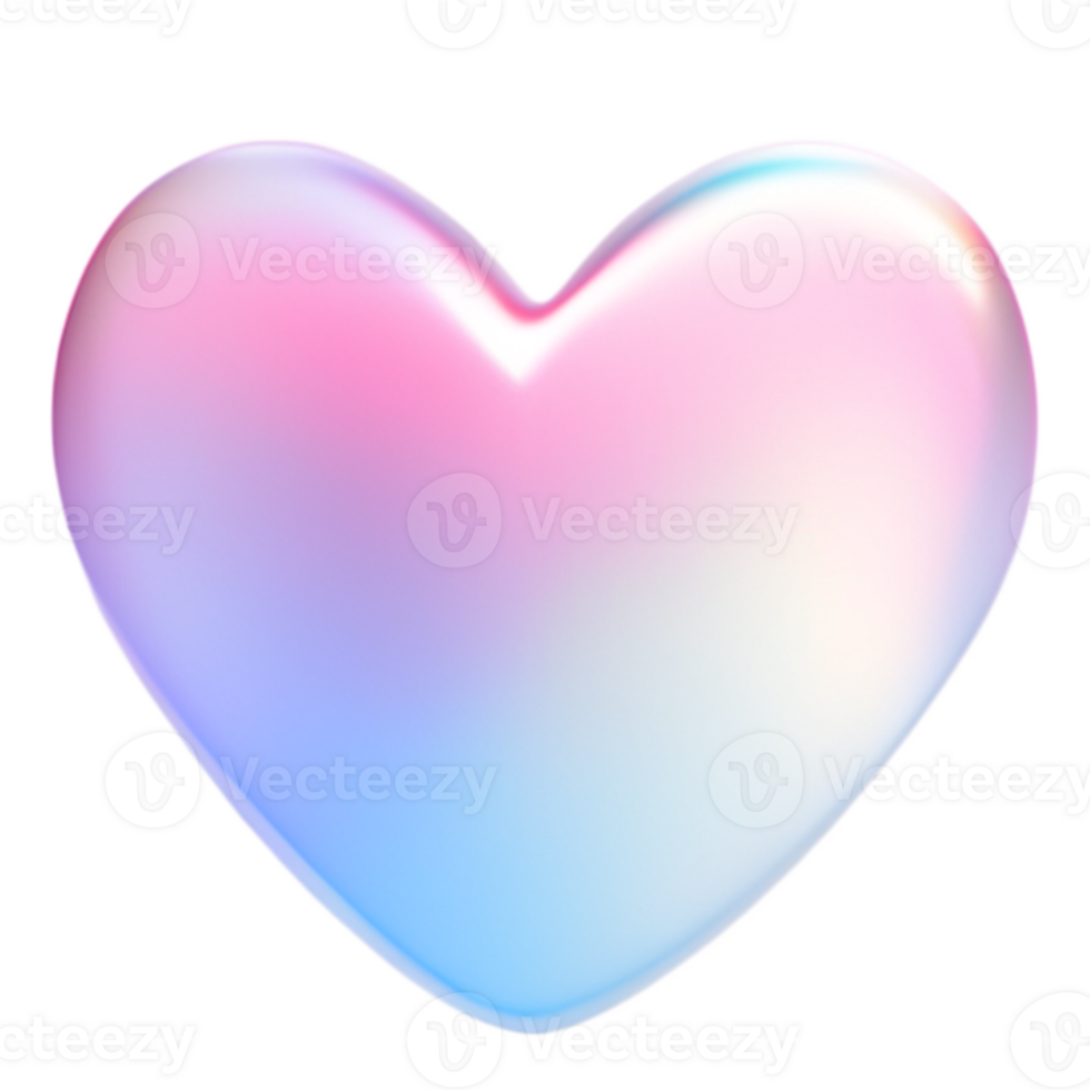 abstract 3d pastel blur gradient heart shape with romance time for your love png isolated on transparent ai generated