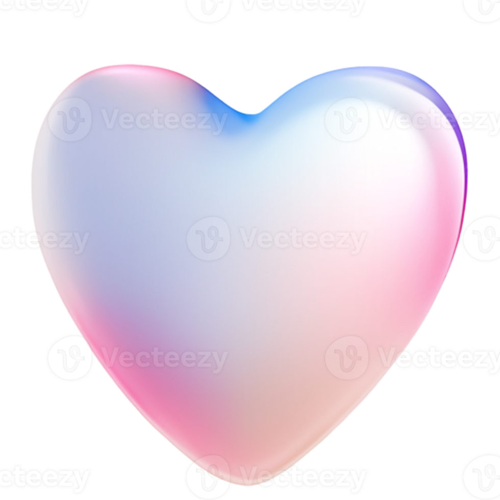abstract 3d pastel blur gradient heart shape with romance time for your love png isolated on transparent ai generated