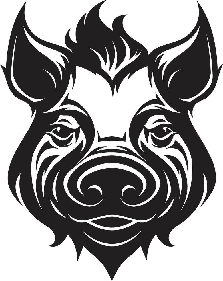 Playful Pig Profile Symbol Sleek Piggy Emblem vector