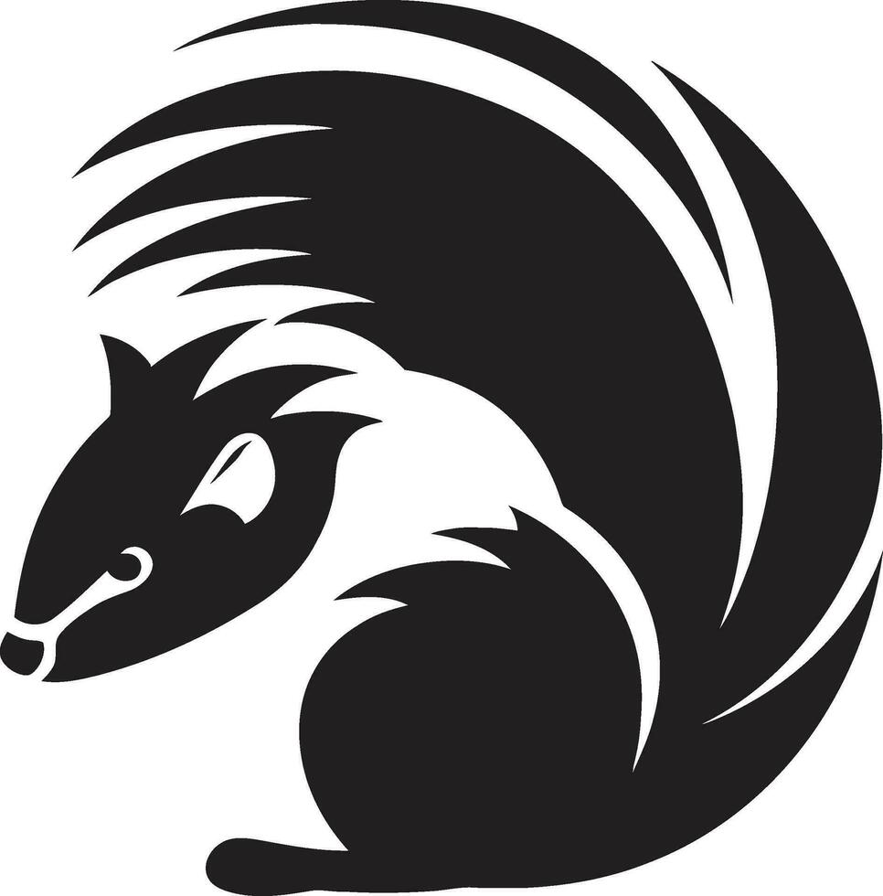 Furry Perfumed Silhouette Ebon Excellence Sculpted Aromatic Beauty Iconic Skunk Emblem vector