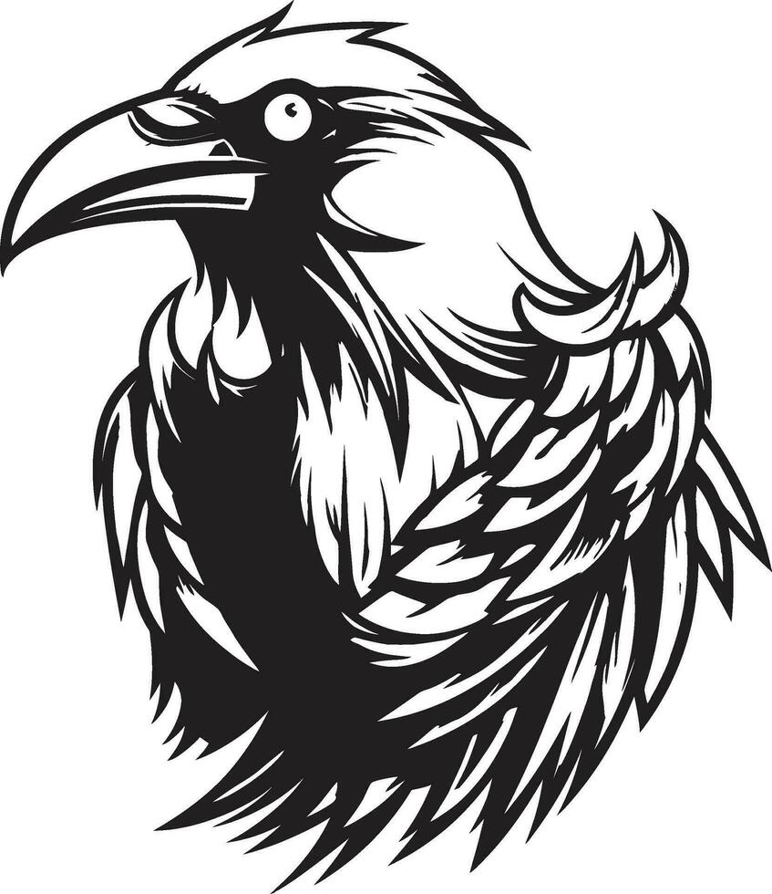 Black Raven Monogram of Honor Premium Raven Silhouette Logo vector