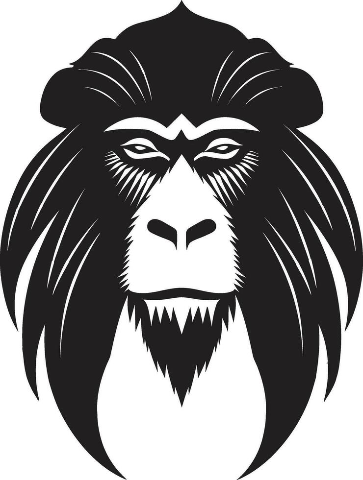 Baboon Monochrome Insignia Majestic Baboon Symbol vector
