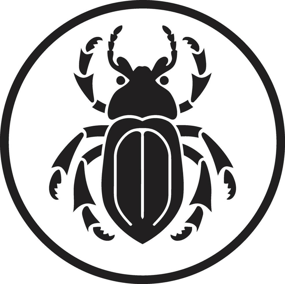 pulcro negro escarabajo emblema minimalista escarabajo icono vector