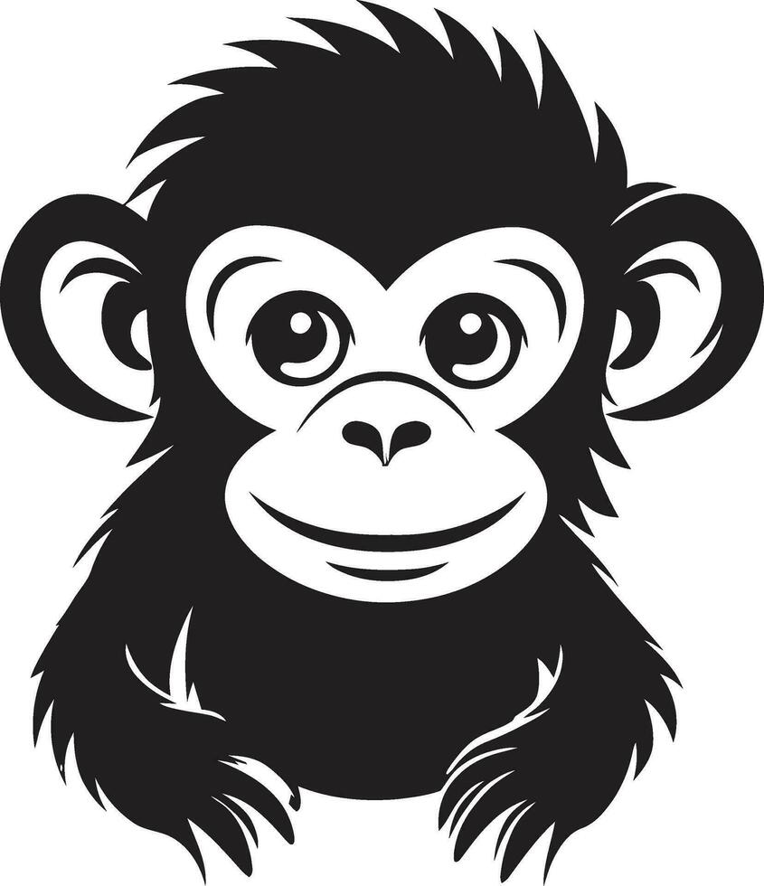 elegante sencillez en el selva negro vector logo chimpancé sabiduría un trabajo de Arte en negro