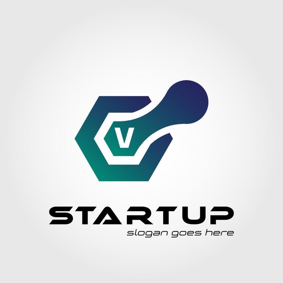 Start up logo blended with initial letter vector